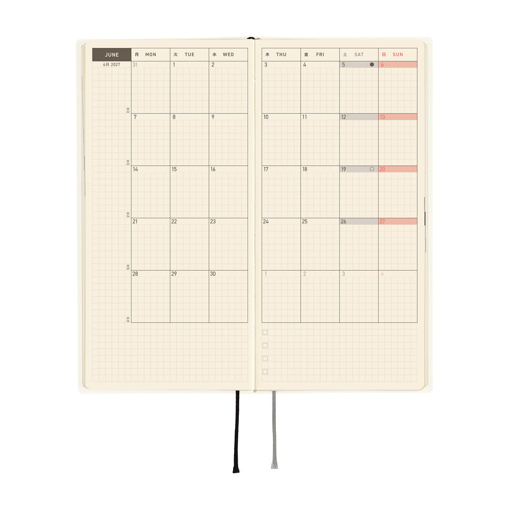 2027 Hobonichi Weeks White Line: Ivory《ENG/Tall & Slim/Jan start》