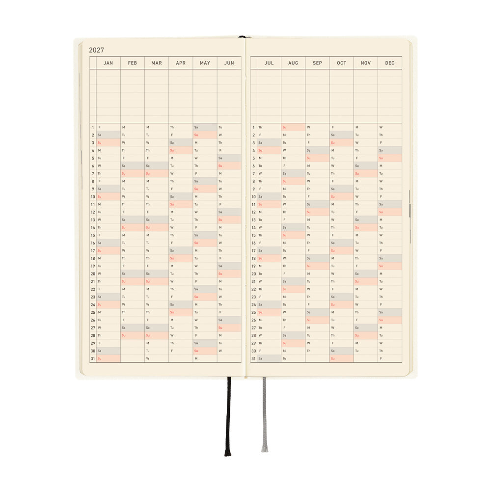 2027 Hobonichi Weeks White Line: Ivory《ENG/Tall & Slim/Jan start》