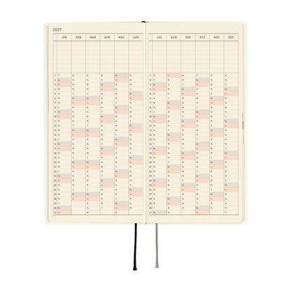 2027 Hobonichi Weeks White Line: Ivory《ENG/Tall & Slim/Jan start》