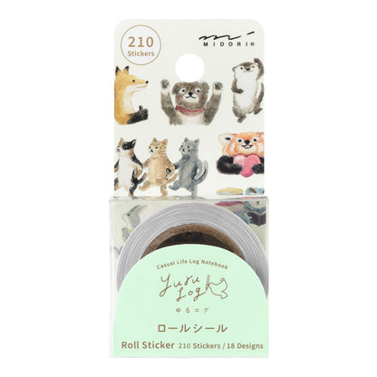 Animals Yuru Log Sticker Roll · Midori