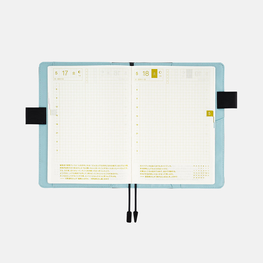 Black x Clear Blue · A6 Original Cover for Hobonichi Techo