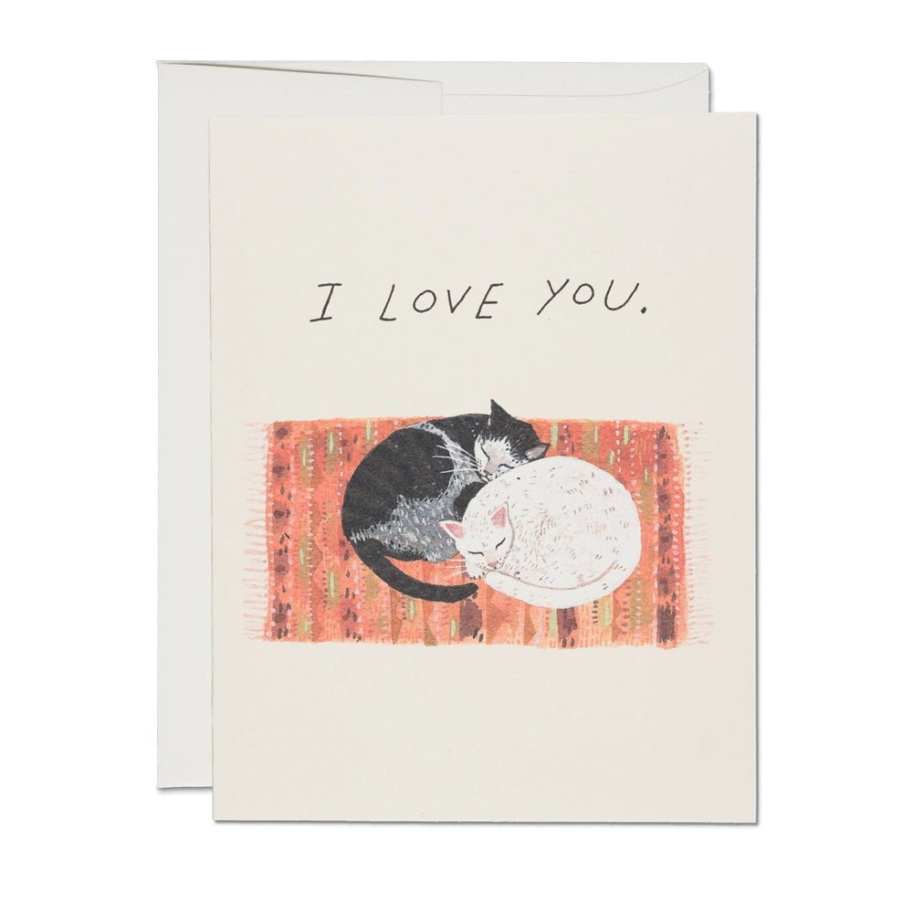 I Love You / Cat Cuddle Card · Red Cap Cards