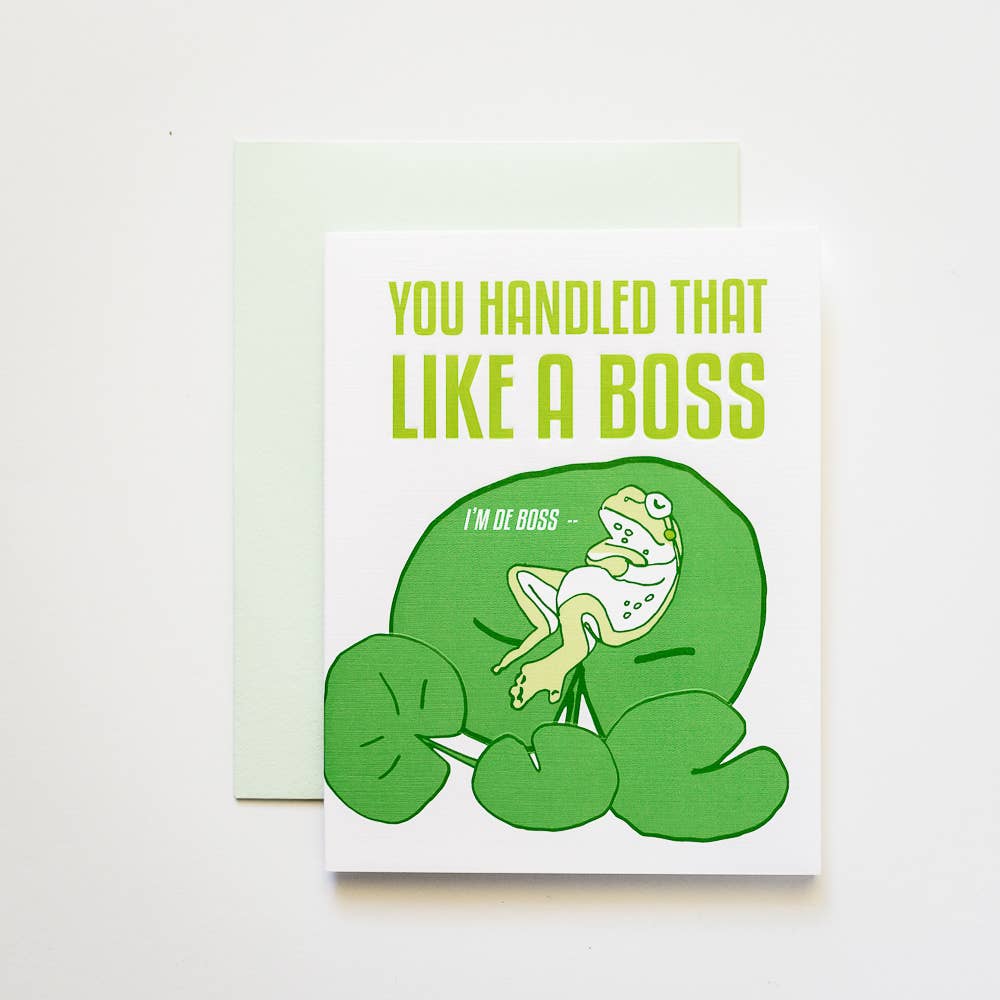 Handle That Like a Boss Debossed Frog Greeting Card / Ilootpaperie