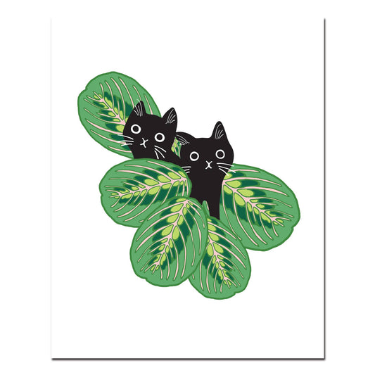 Prayer Plants Black Cats Giclée Art Print