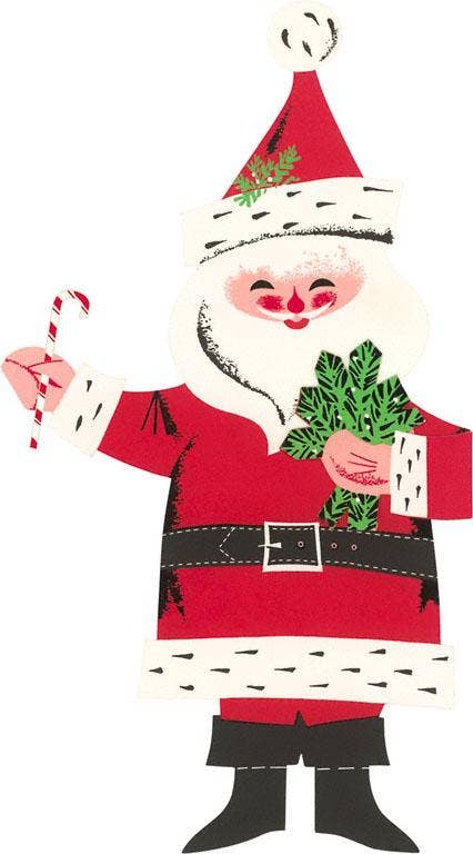 Santa Claus with Candy Cane Christmas Card