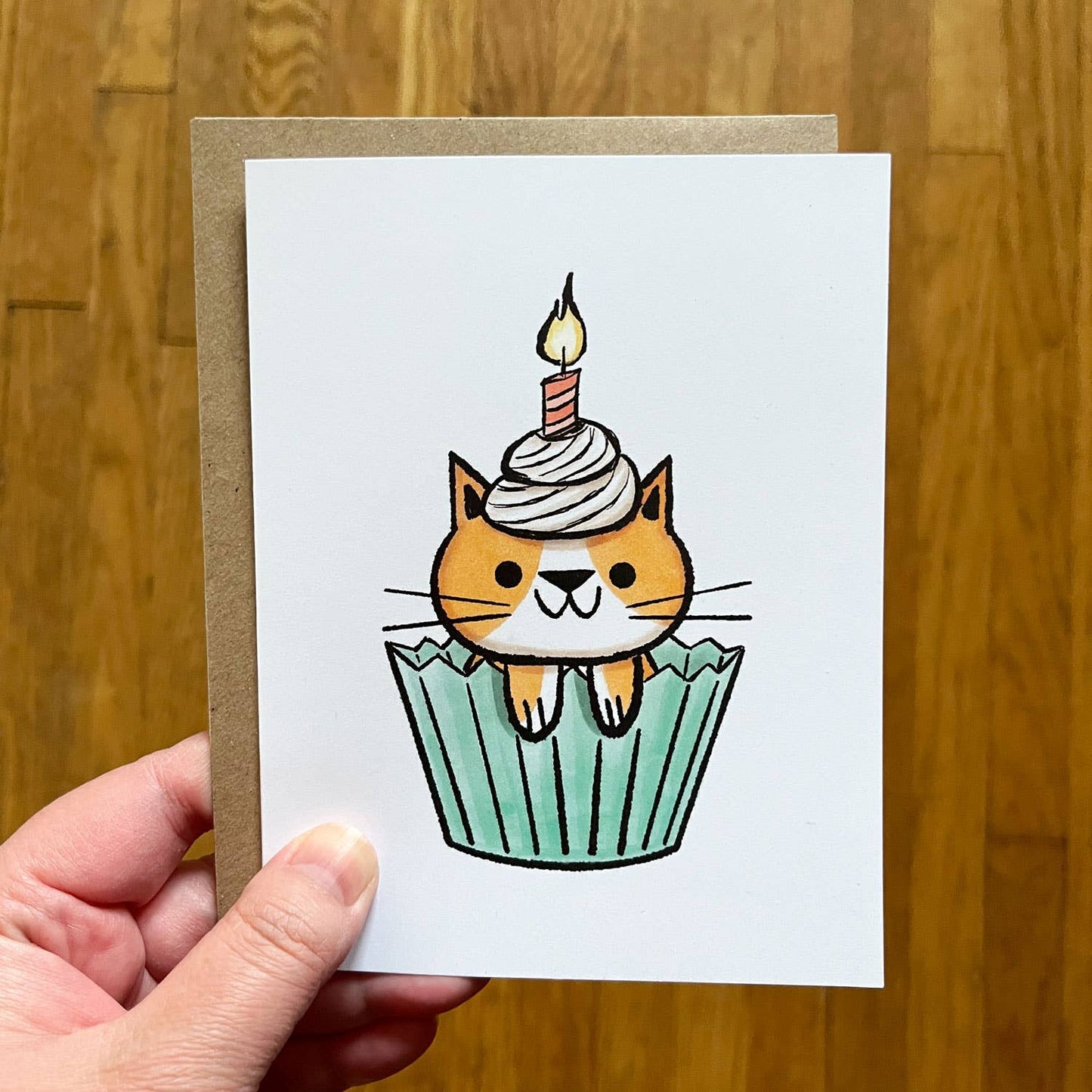 Cat Cupcake Birthday Card