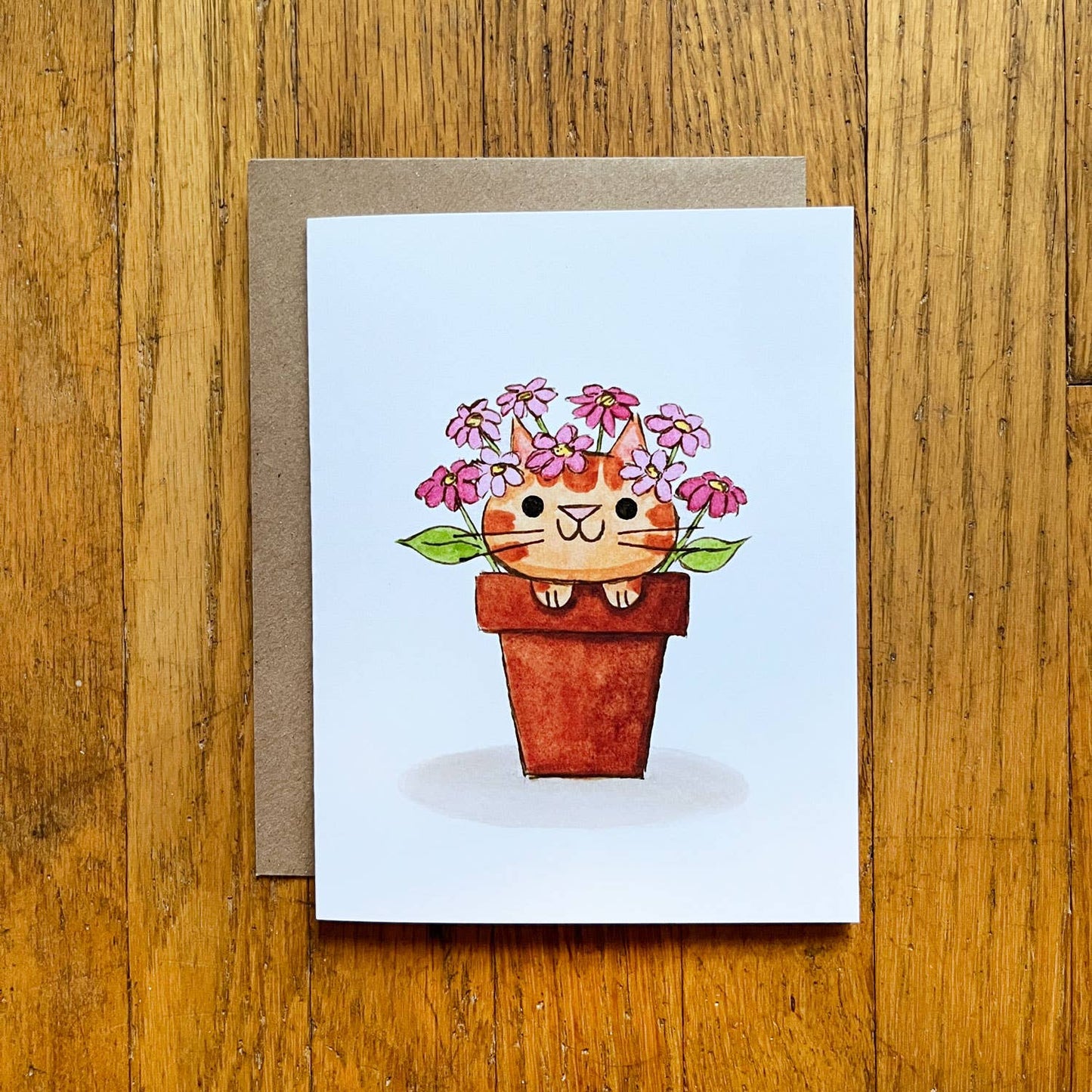 Flower Pot Cat Any Occasion Greeting Card