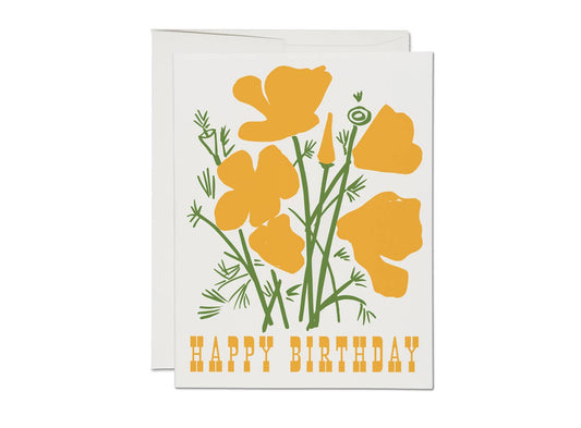 California Poppy Birthday Greeting Card · Red Cap Cards