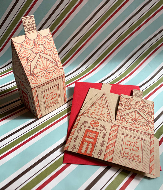 Gingerbread House 3D Holiday Card · Blackbird Letterpress