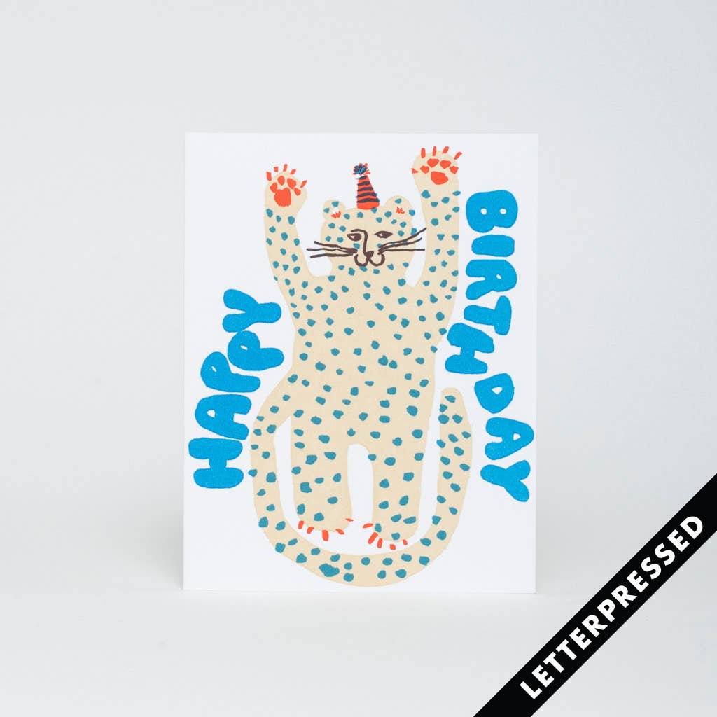 Party Cheetah Birthday Card
