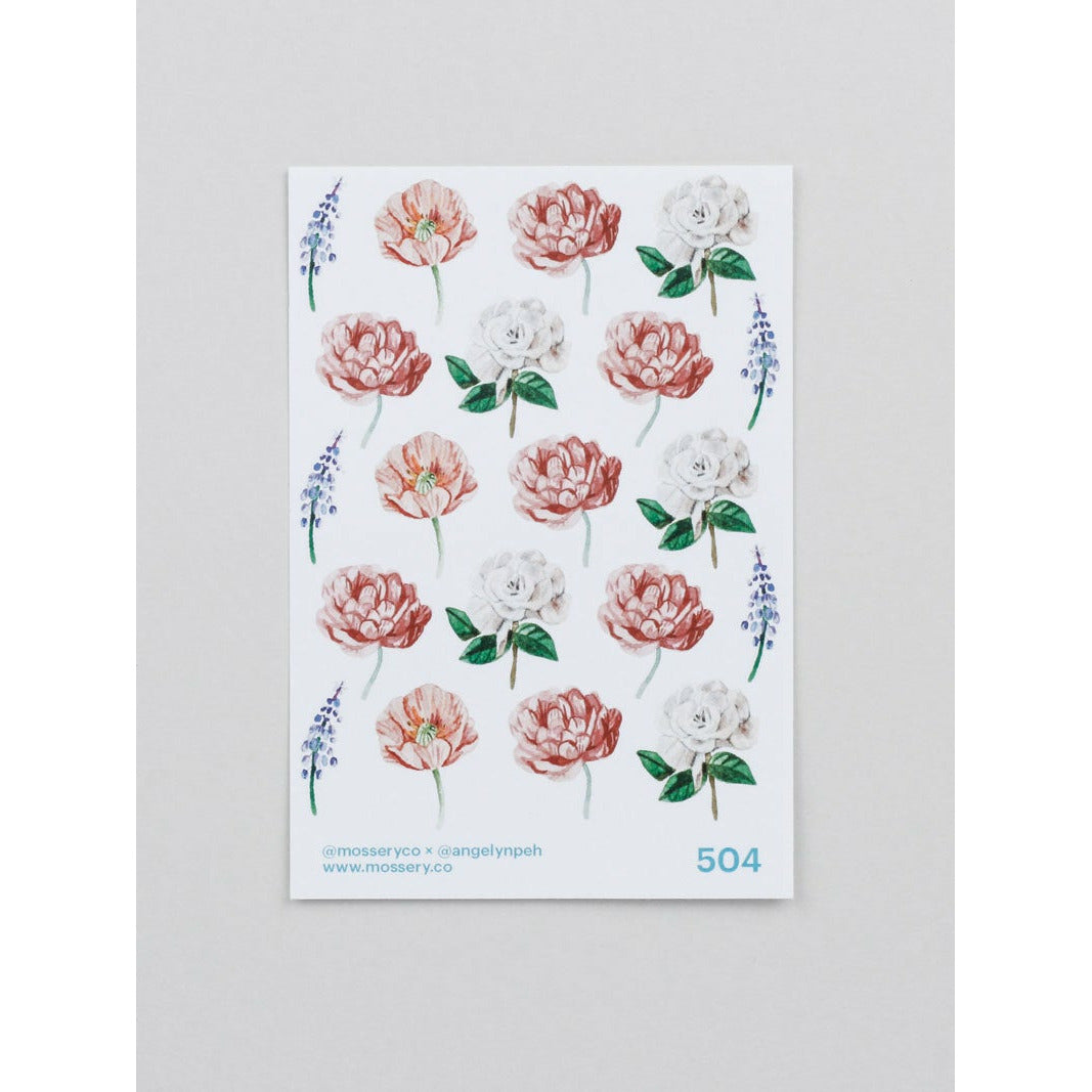 Poppy, Magnolia, Peony Sticker Sheet
