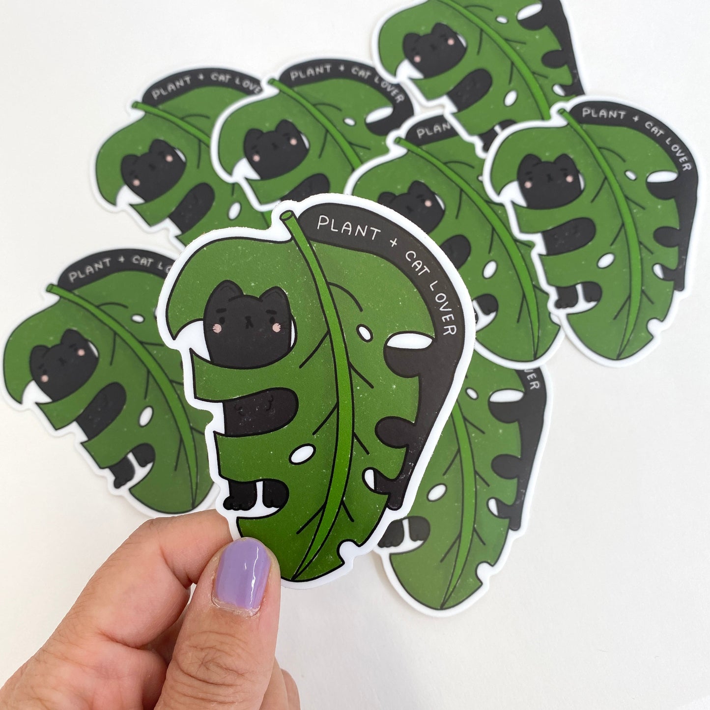 Cat + Plant Lover Black Cat Vinyl Sticker