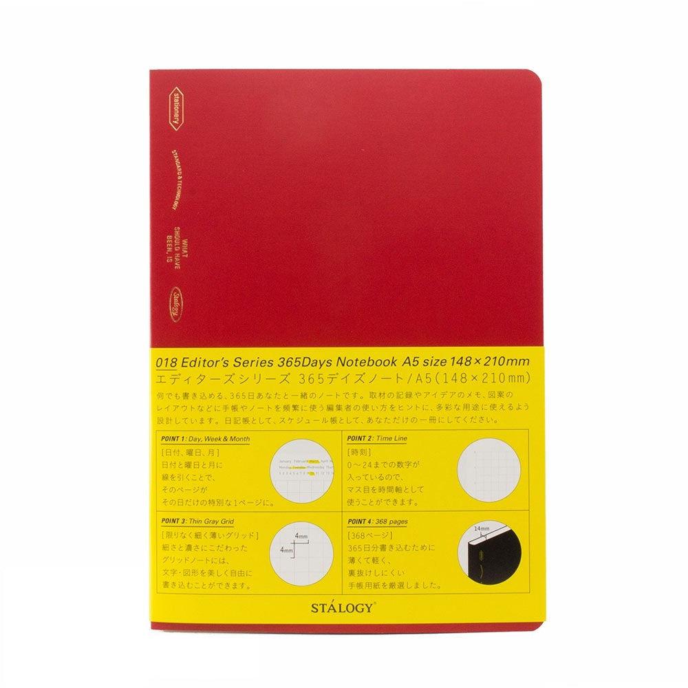 Stalogy 365 Days Notebook A5 - Red
