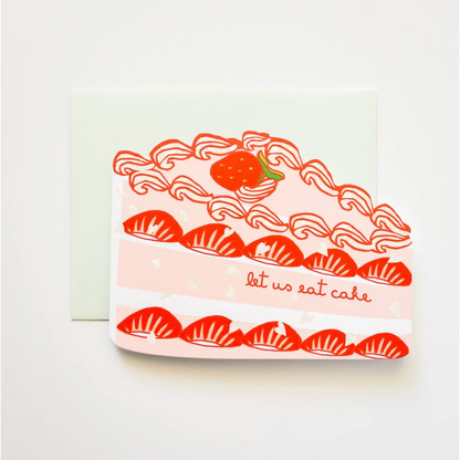 Let Us Eat Cake! Die Cut Congratulations and/or Birthday Greeting Card · Ilootpaperie