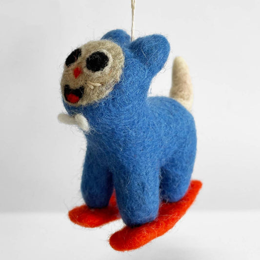 'Eddie' Hanging Cat Felt Ornament · Wrap