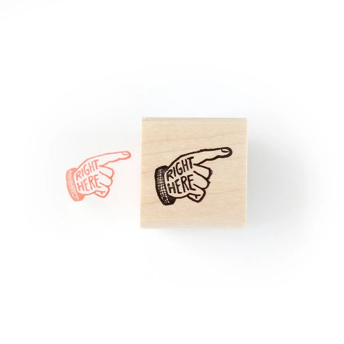 Pointing Hand Wooden Rubber Stamp · Peppercorn Paper