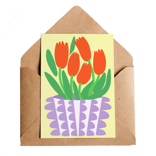 Vase of Tulips Greeting Card · Lottie Hall Studio