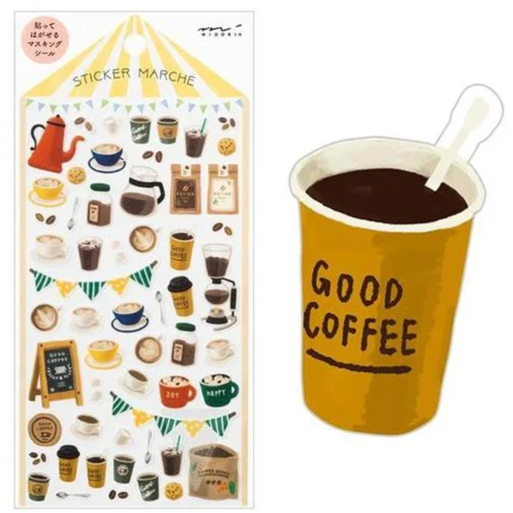 Marché Washi Sticker Sheet - Coffee