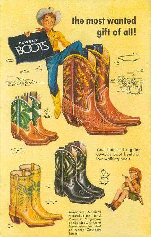 Cowboy Boots for Boys / Vintage Image Postcard