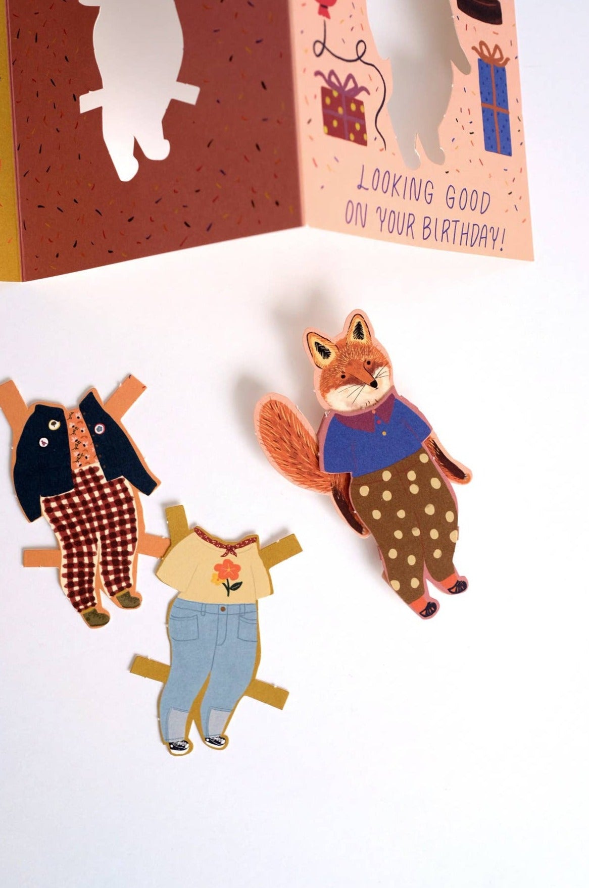 Fox Paper Doll Birthday Card · Small Adventure