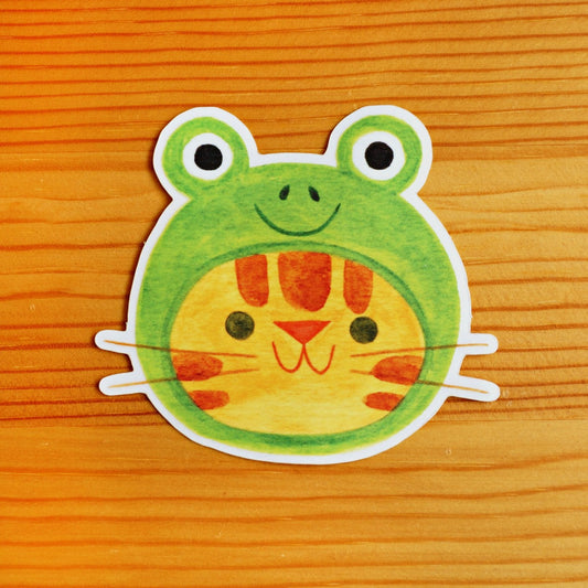 Frog Hat Cat Sticker · Nellie Le