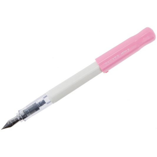 Kakuno Fountain Pen White Barrel Pink Cap - F